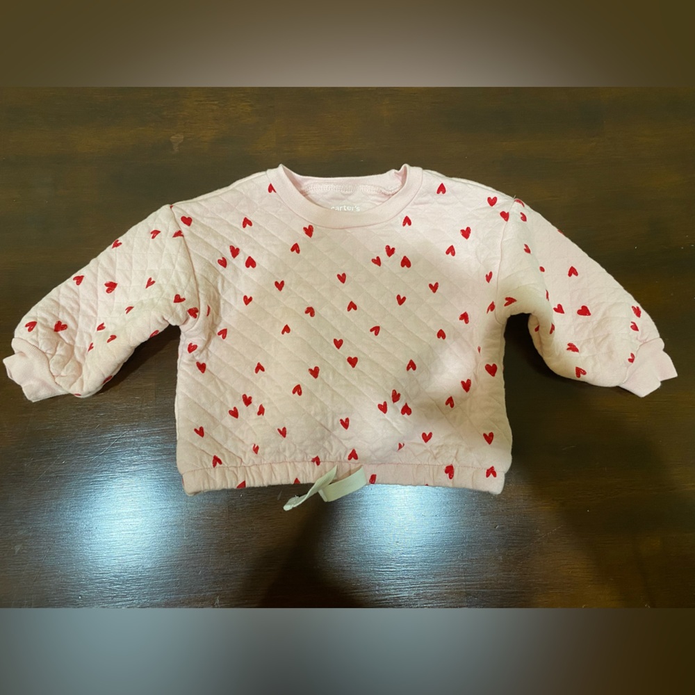 Carter’s Child of Mine Girls Valentine’s Day Pink Quilted Sweater Hearts 18 m